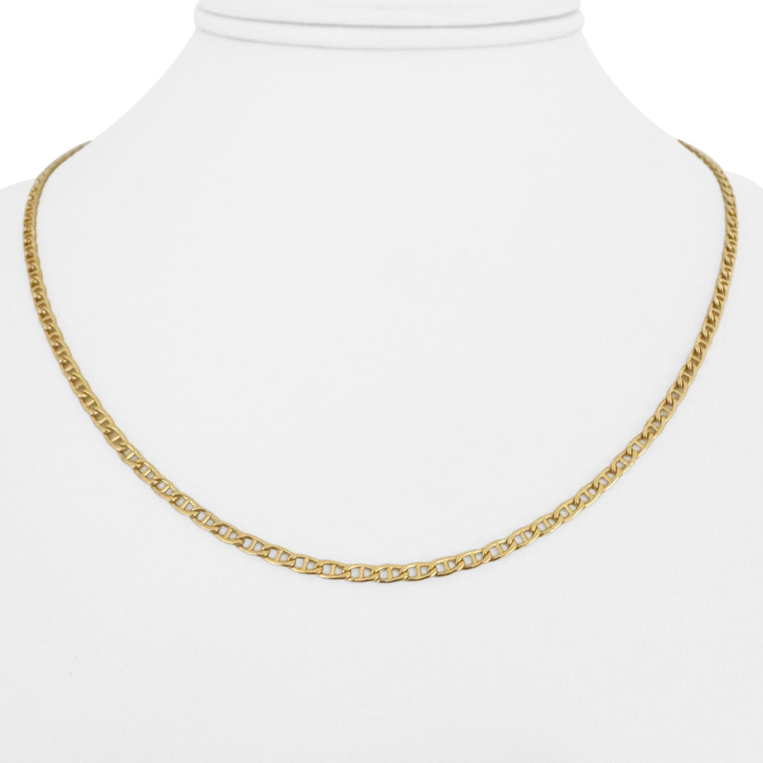 14k Yellow Gold 5.6g Light Thin 2.2mm Mariner Link Chain Necklace Italy 17.5"