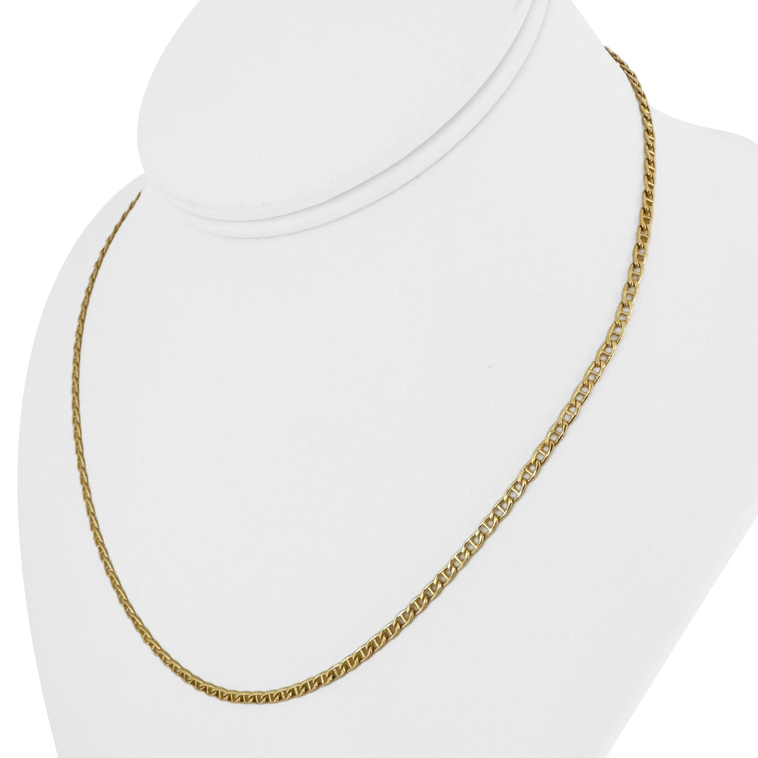 14k Yellow Gold 5.6g Light Thin 2.2mm Mariner Link Chain Necklace Italy 17.5"