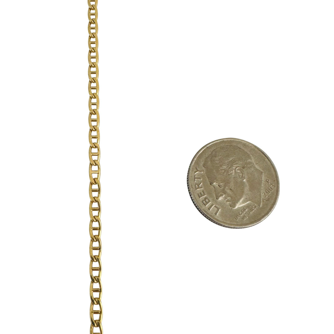 14k Yellow Gold 5.6g Light Thin 2.2mm Mariner Link Chain Necklace Italy 17.5"