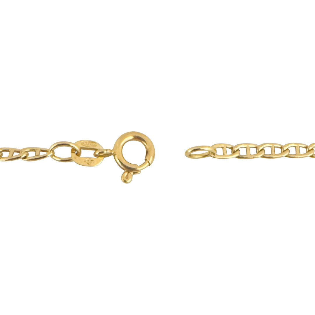 14k Yellow Gold 5.6g Light Thin 2.2mm Mariner Link Chain Necklace Italy 17.5"
