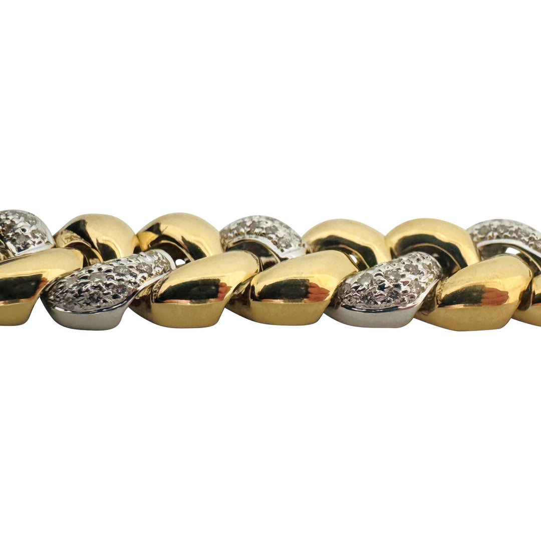 18k Yellow Gold and 2.75cttw Diamond 44.2g Heavy Fancy Link Bracelet 7.5"