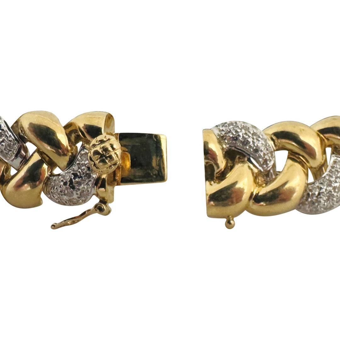 18k Yellow Gold and 2.75cttw Diamond 44.2g Heavy Fancy Link Bracelet 7.5"