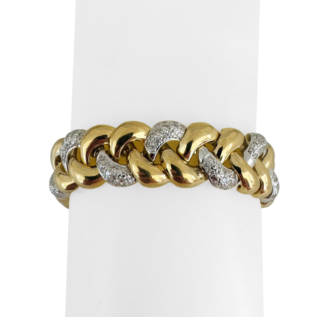 18k Yellow Gold and 2.75cttw Diamond 44.2g Heavy Fancy Link Bracelet 7.5"