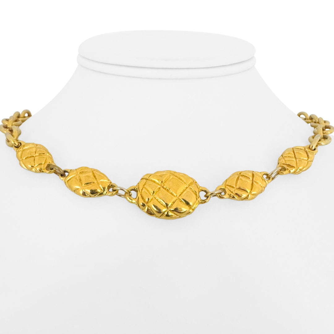 Chanel Vintage Gold Plated Heavy 110g Fancy Cable Link Chain Necklace France 34"