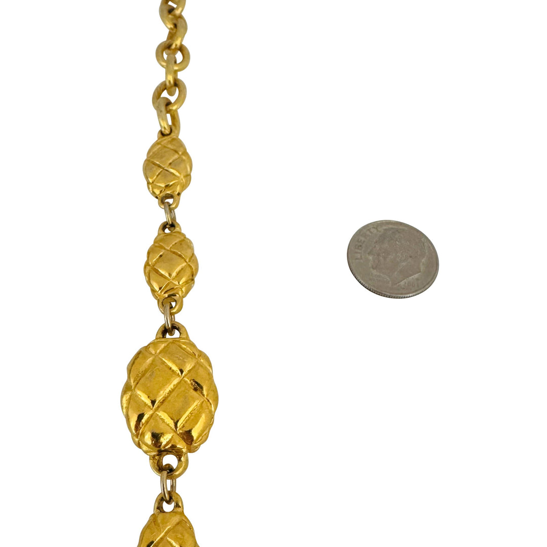 Chanel Vintage Gold Plated Heavy 110g Fancy Cable Link Chain Necklace France 34"