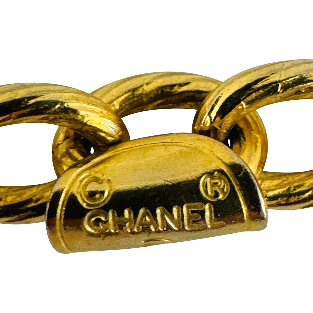 Chanel Vintage Gold Plated Heavy 110g Fancy Cable Link Chain Necklace France 34"