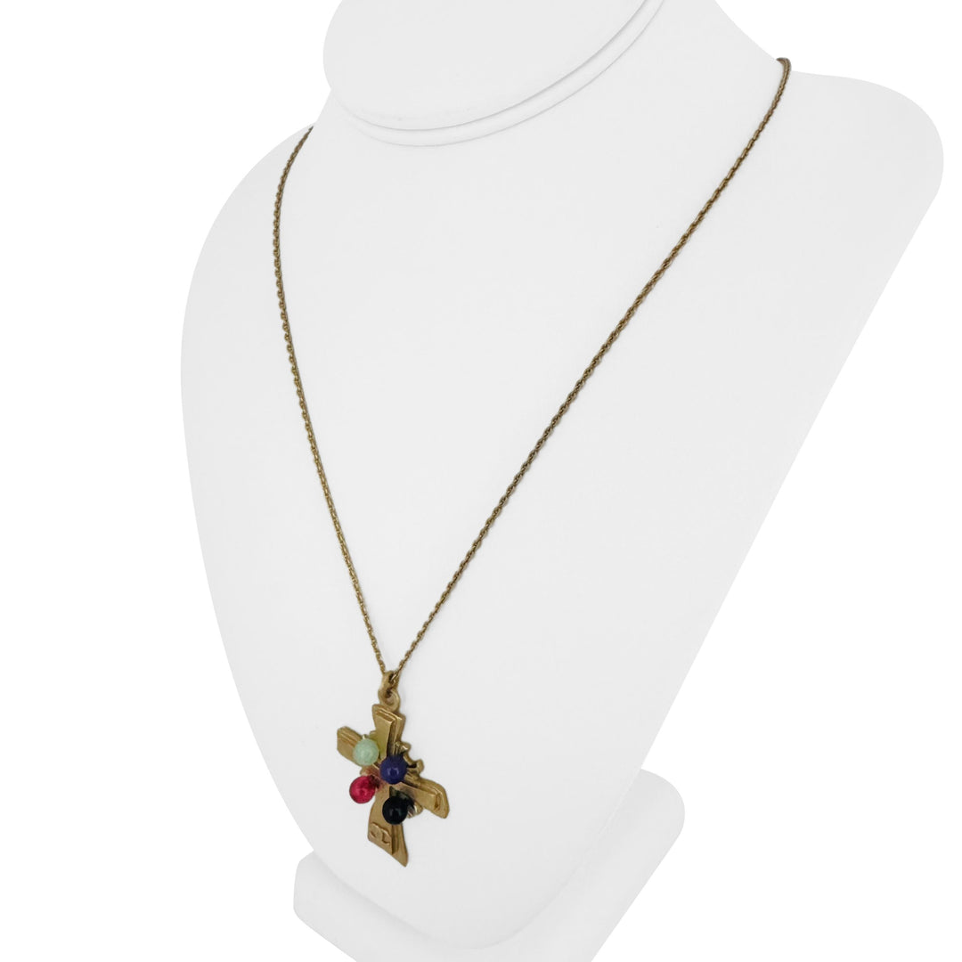 Chanel Vintage Gold Plated Long Cross Pendant Necklace 30"
