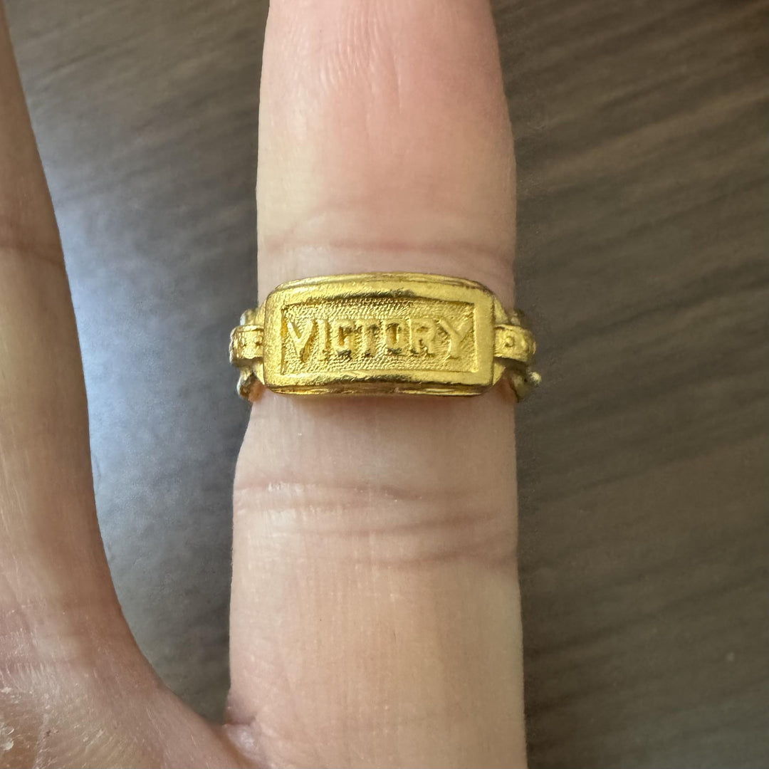 24k Pure Yellow Gold 5.7g Solid Victory Ring Size 5.5