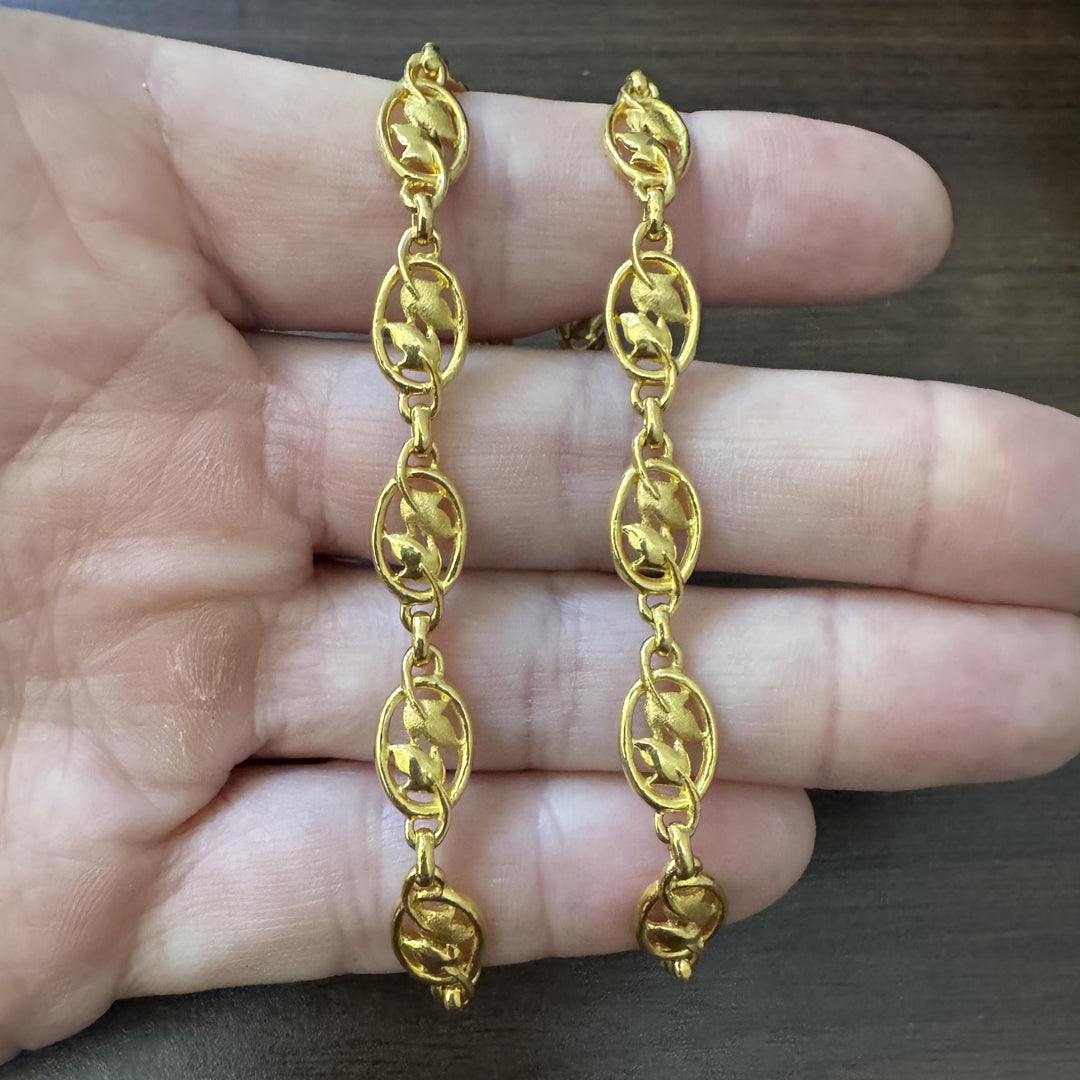 24k Pure Yellow Gold 35g Solid Heavy Fancy Dolphin Link Necklace 15"
