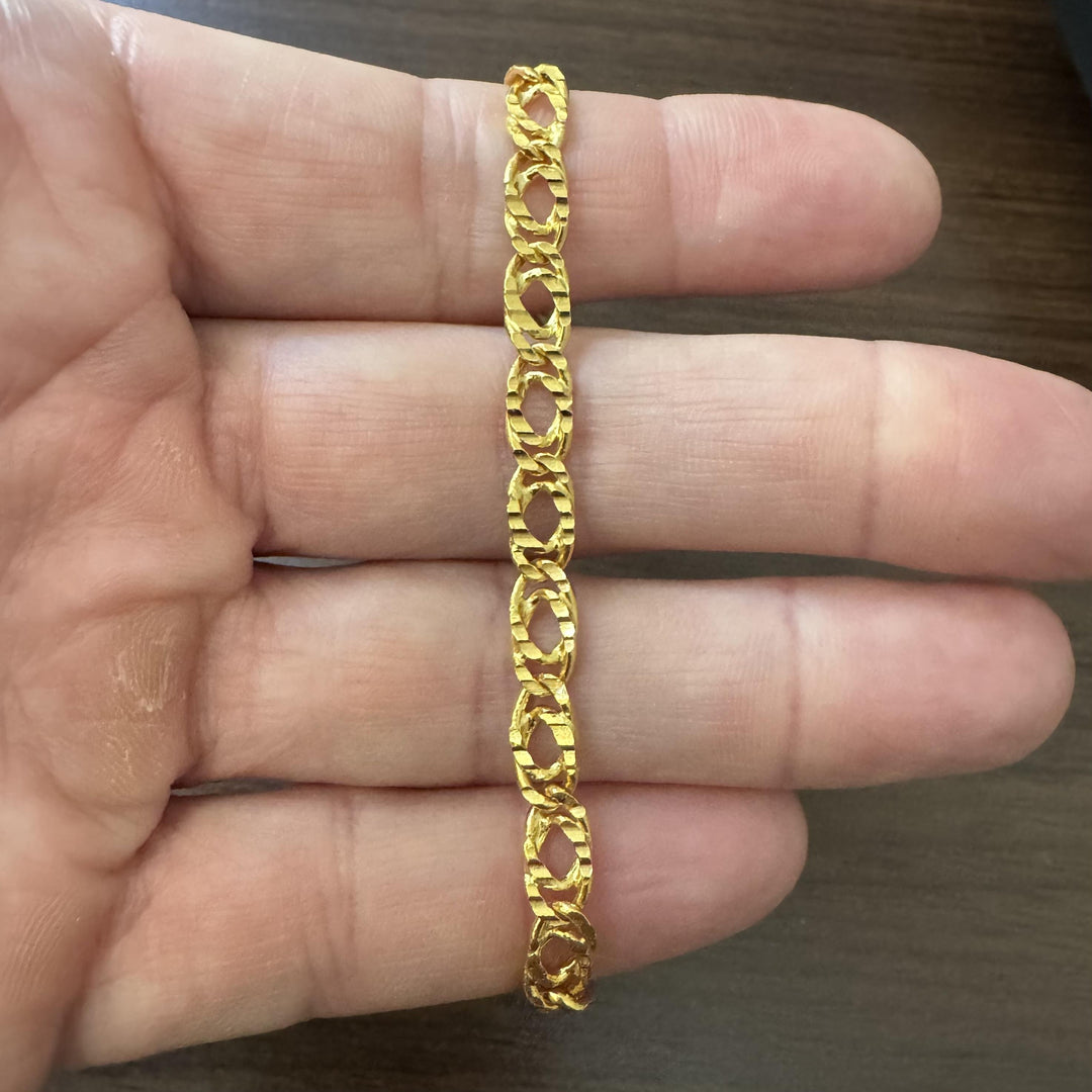 24k Pure Yellow Gold 14.2g Solid Double Curb Link Bracelet 6.75"