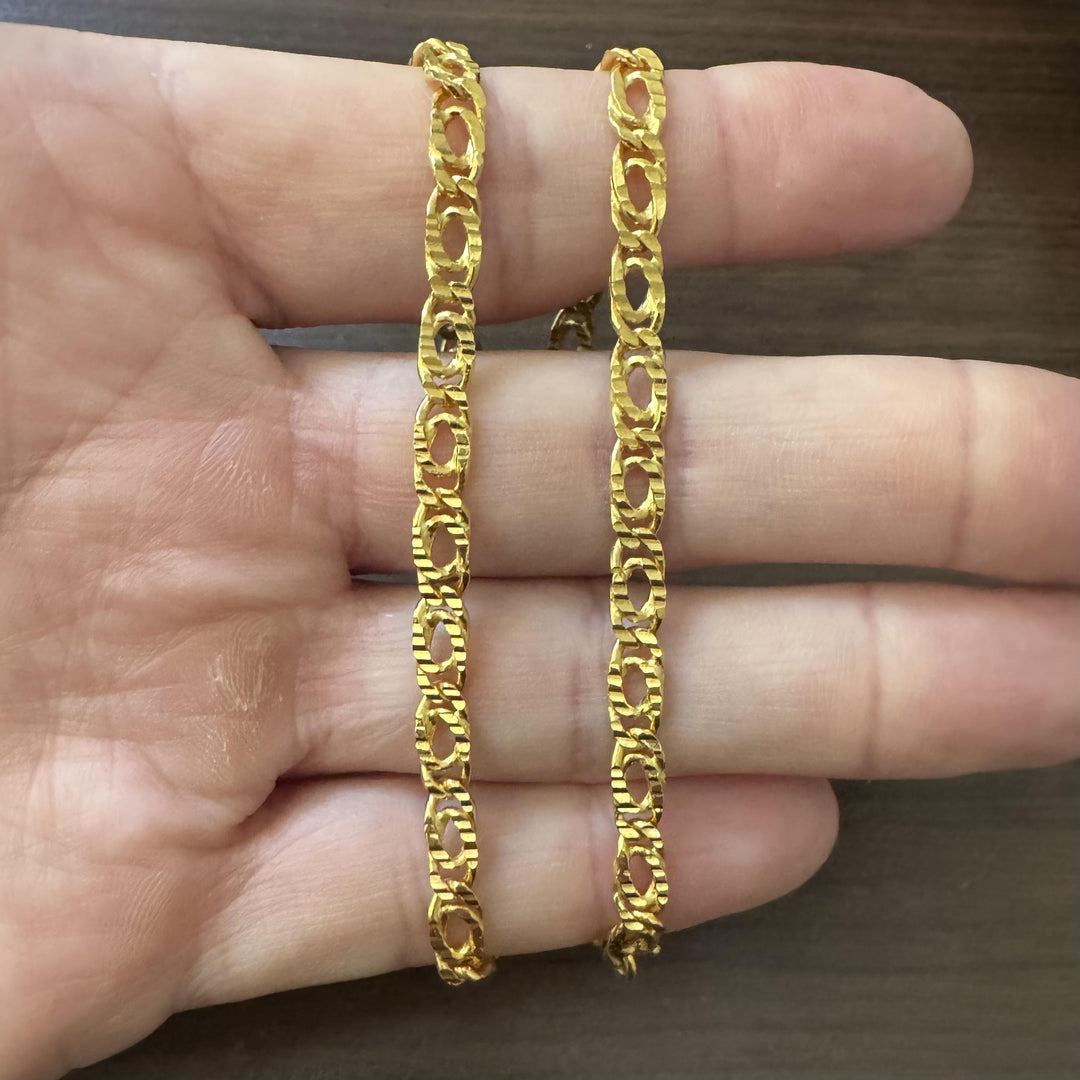 24k Pure Yellow Gold 29.6g Solid Heavy 5mm Double Curb Link Chain Necklace 16"