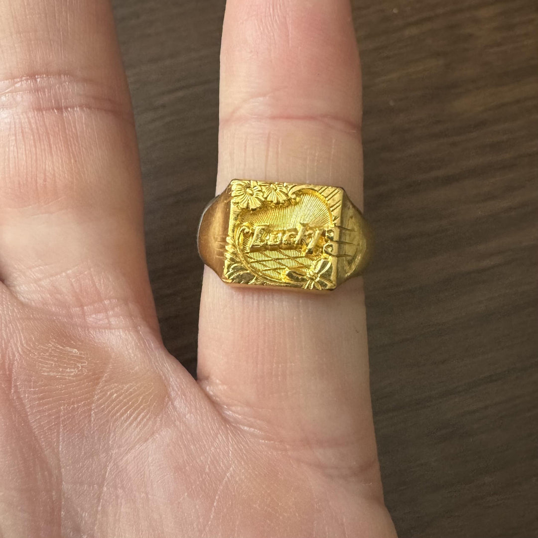 24k Pure Yellow Gold 7.6g Solid Lucky Floral Wrap Ring Size 7.5