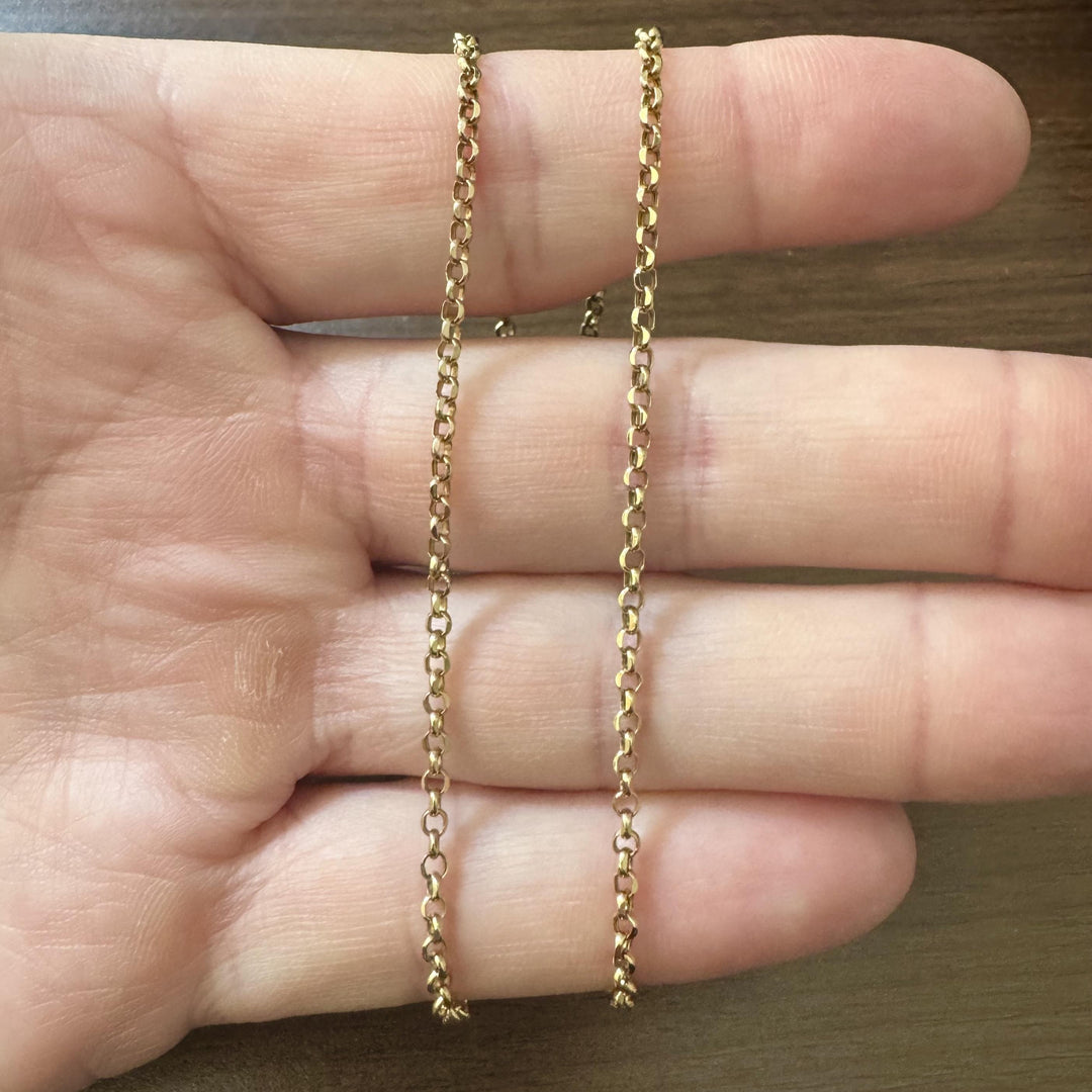 18k Yellow Gold 3.6g Thin Light 2.5mm Rolo Link Chain Necklace Italy 17.5"
