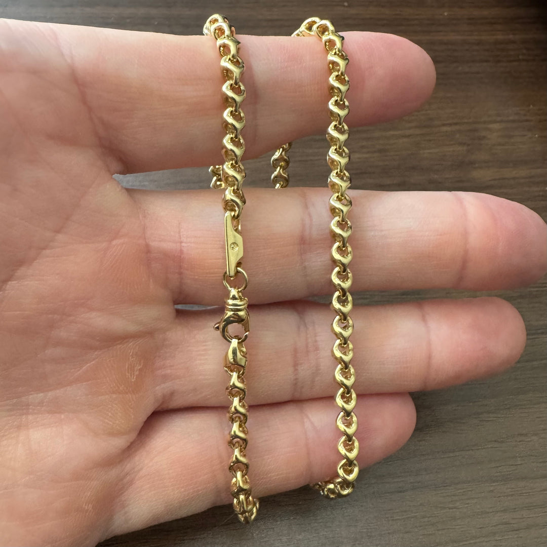 18k Yellow Gold 38.7g Solid Heavy 4mm Fancy Link Chain Necklace 18"