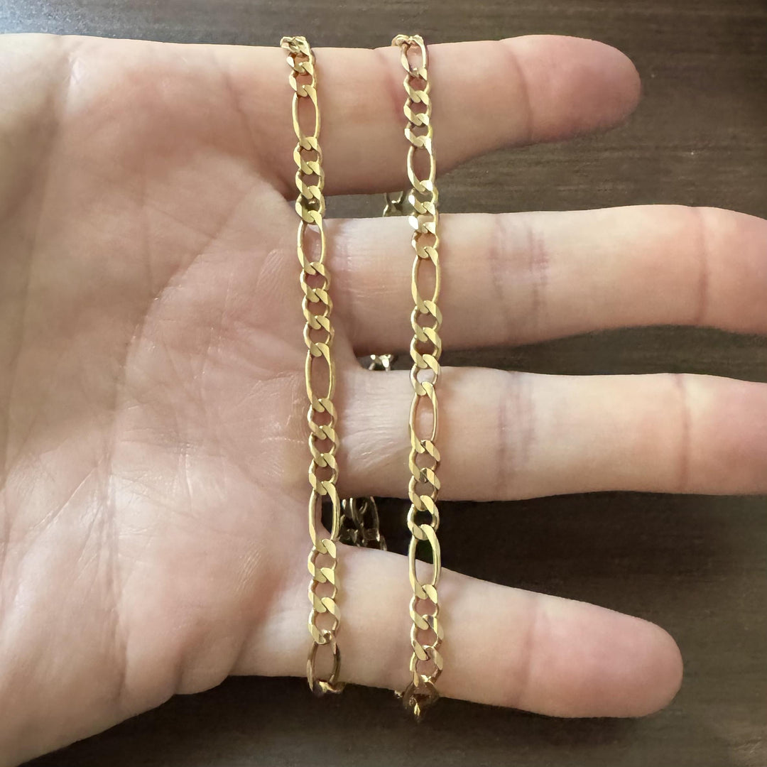 14k Yellow Gold 17g Solid 4.8mm Figaro Link Chain Necklace 20"
