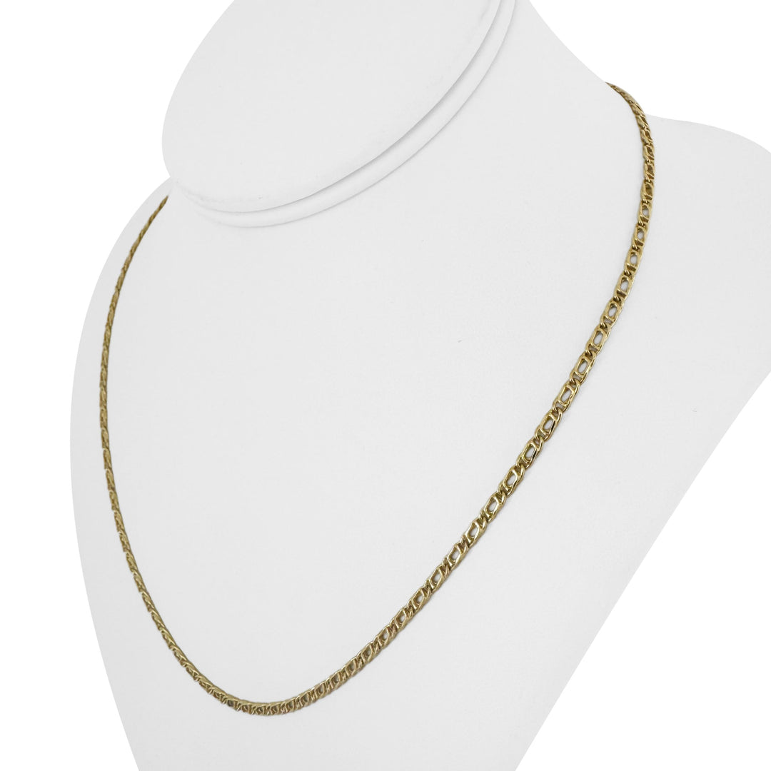 18k Yellow Gold 4.9g Hollow Light 2.5mm Fancy Curb Link Necklace Italy 19.5"