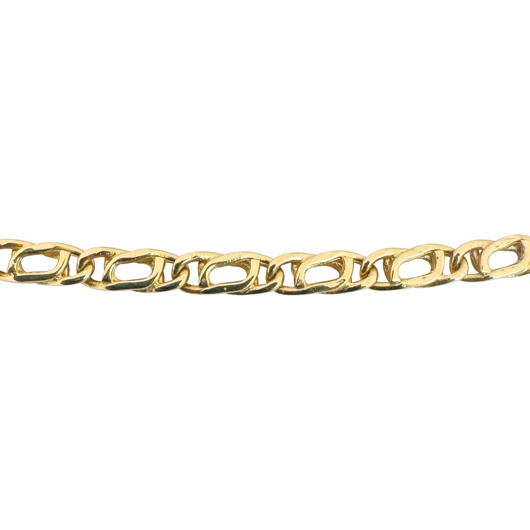 18k Yellow Gold 4.9g Hollow Light 2.5mm Fancy Curb Link Necklace Italy 19.5"