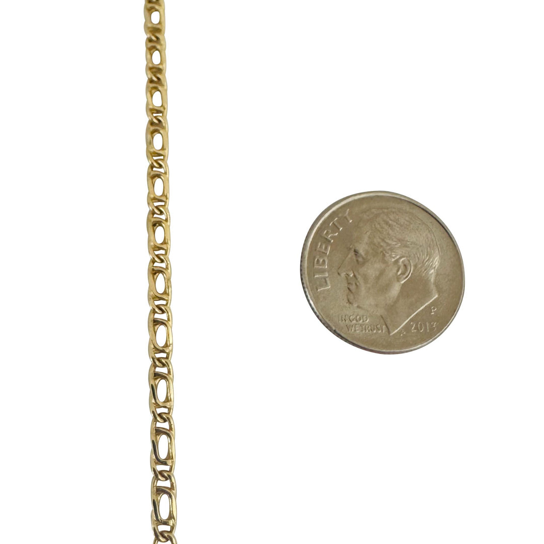 18k Yellow Gold 4.9g Hollow Light 2.5mm Fancy Curb Link Necklace Italy 19.5"