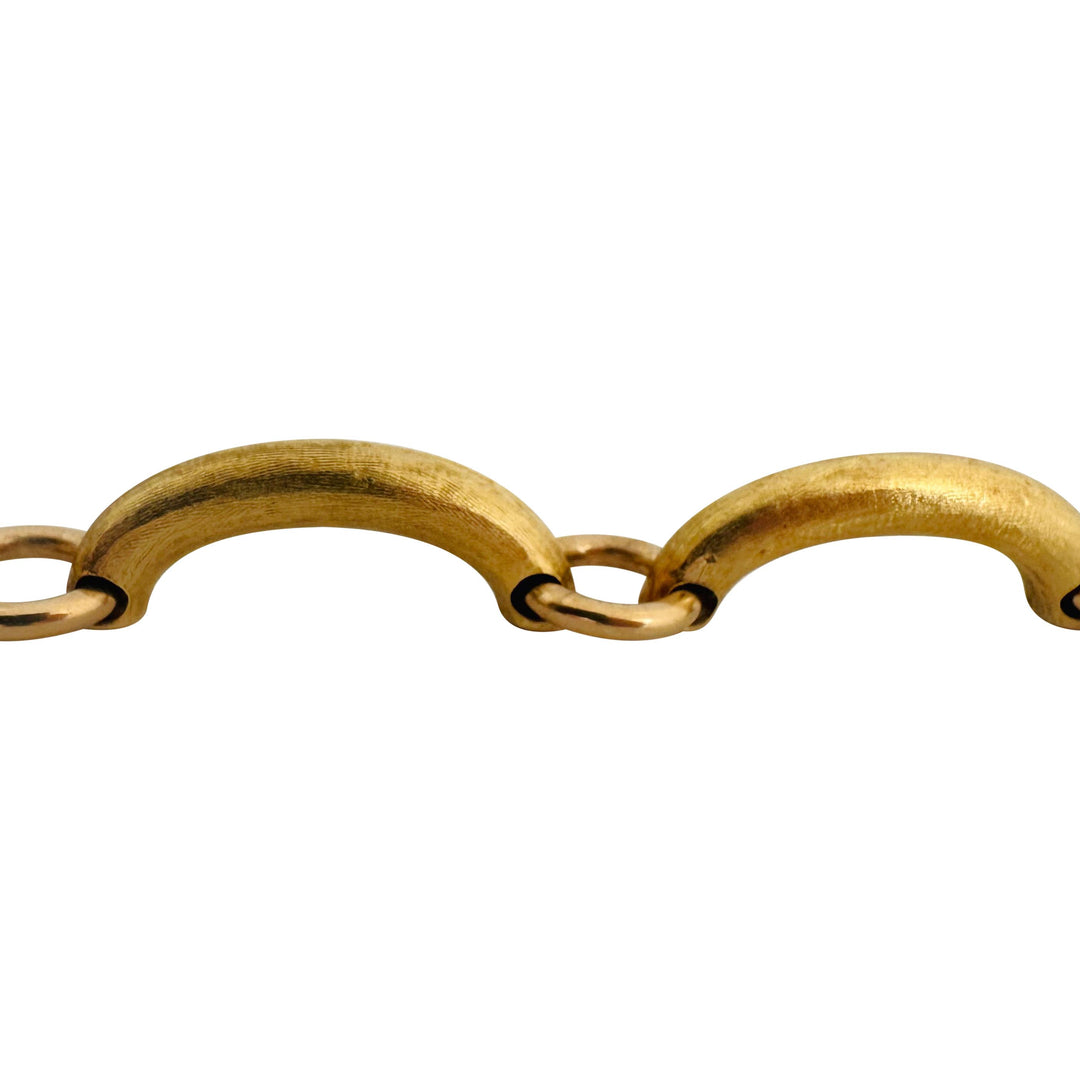 18k Yellow Gold 37g Brushed Finish Vintage Curved Bar Link Bracelet Italy 7.75"