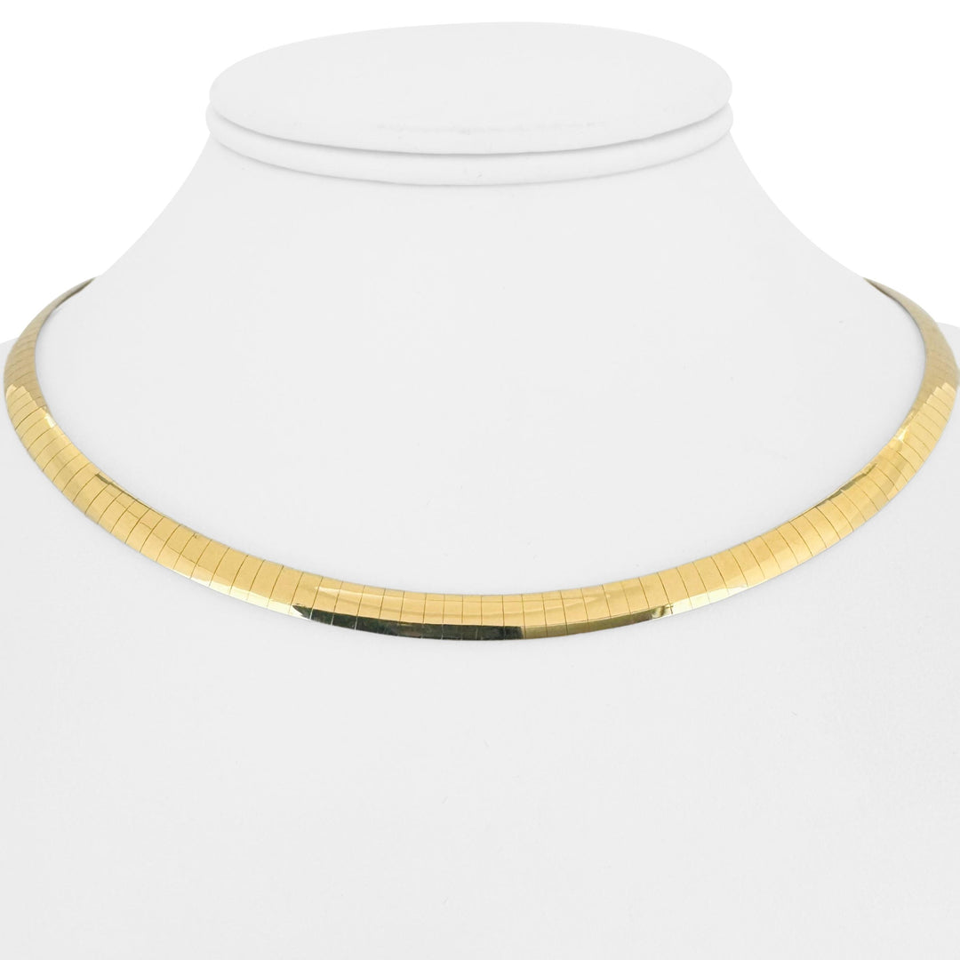 14k Yellow and White Gold 22.7g Solid Reversible Omega Necklace Italy 16"
