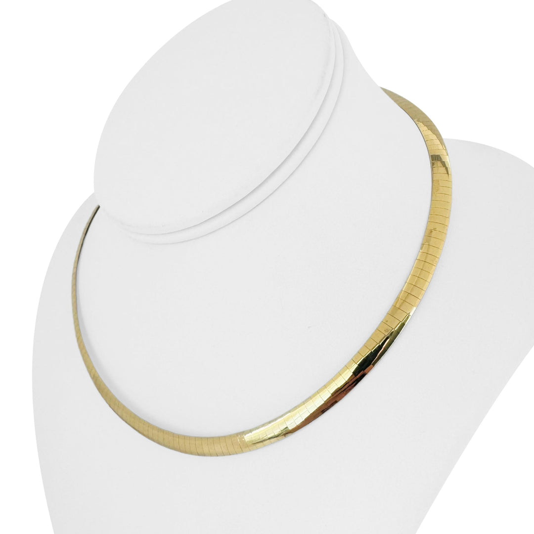 14k Yellow and White Gold 22.7g Solid Reversible Omega Necklace Italy 16"