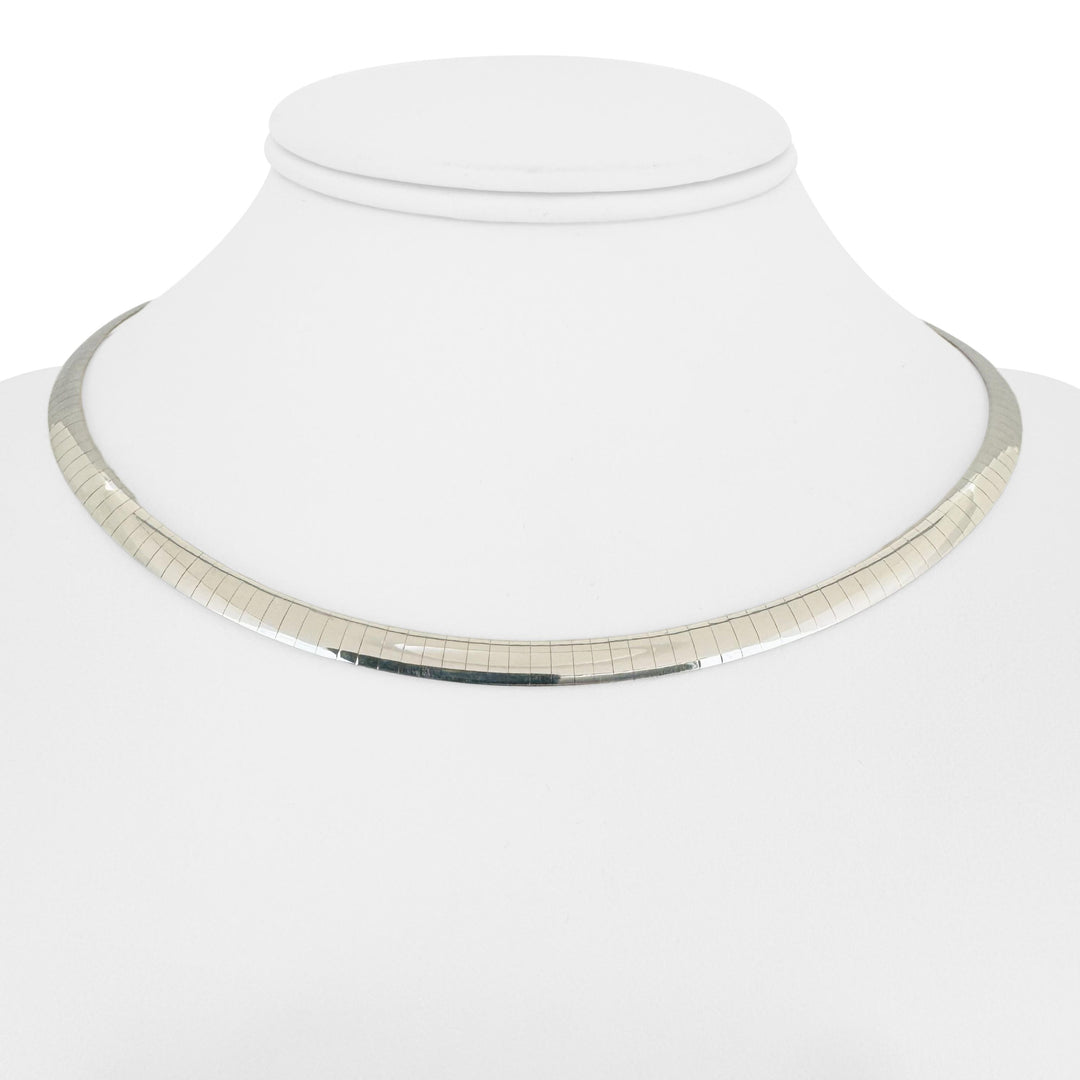 14k Yellow and White Gold 22.7g Solid Reversible Omega Necklace Italy 16"
