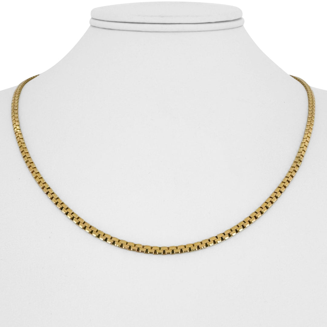 14k Yellow Gold 13.6g Solid Vintage 2.8mm Flattened Box Link Necklace Italy 19"