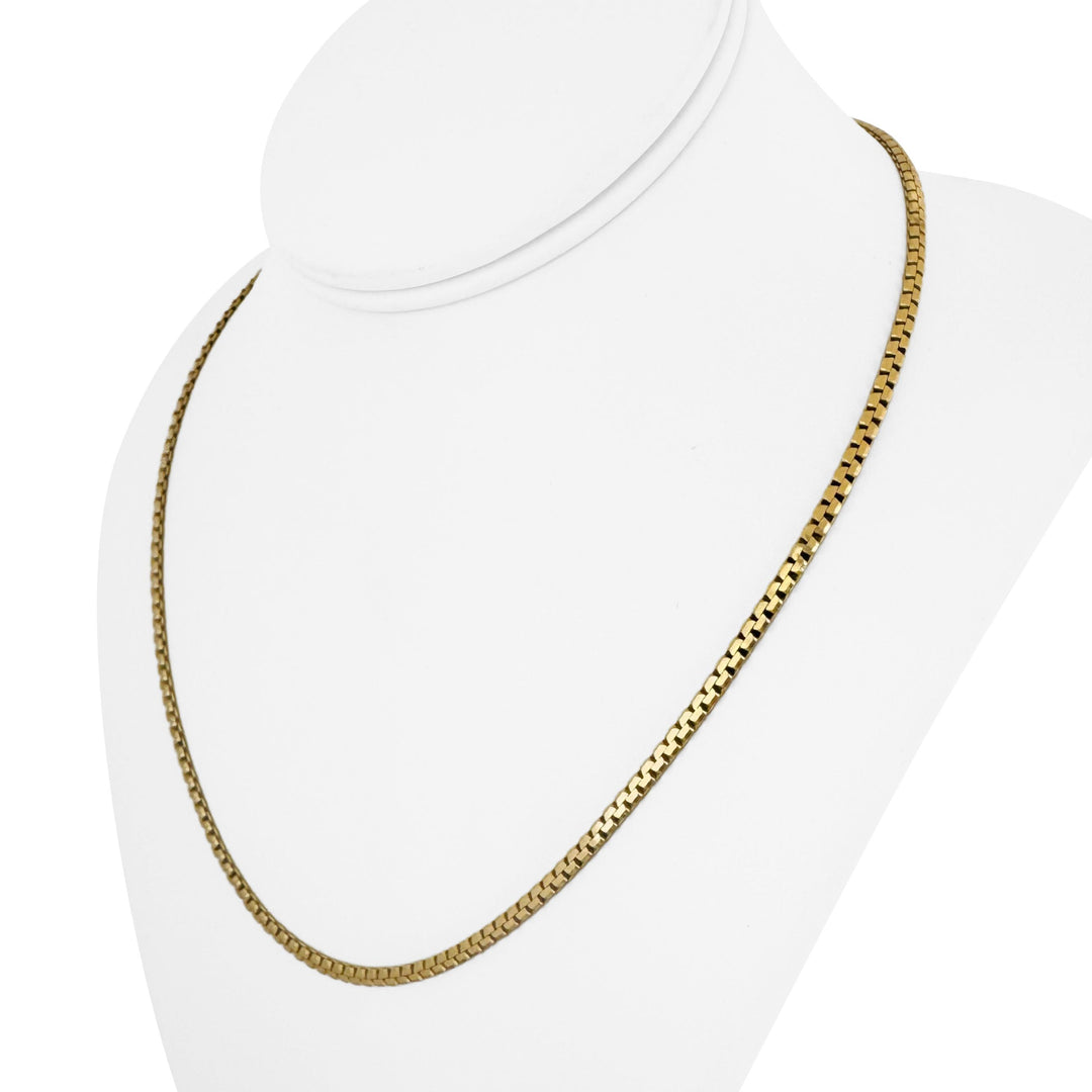 14k Yellow Gold 13.6g Solid Vintage 2.8mm Flattened Box Link Necklace Italy 19"