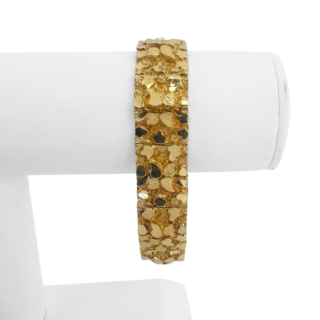 14k Yellow Gold 45.2g Solid Heavy 16mm Chunky Nugget Link Bracelet 7.75"