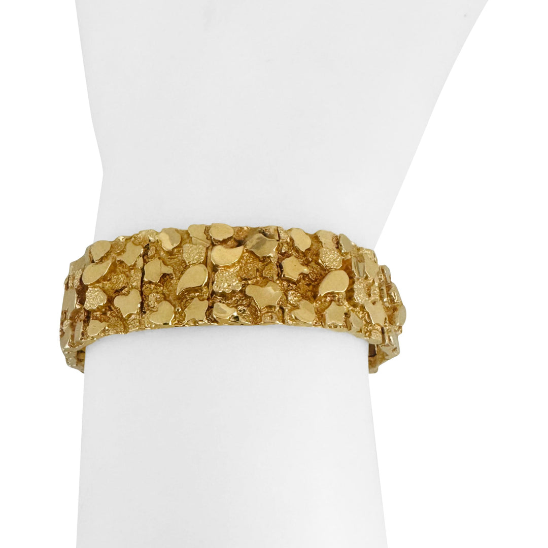 14k Yellow Gold 45.2g Solid Heavy 16mm Chunky Nugget Link Bracelet 7.75"