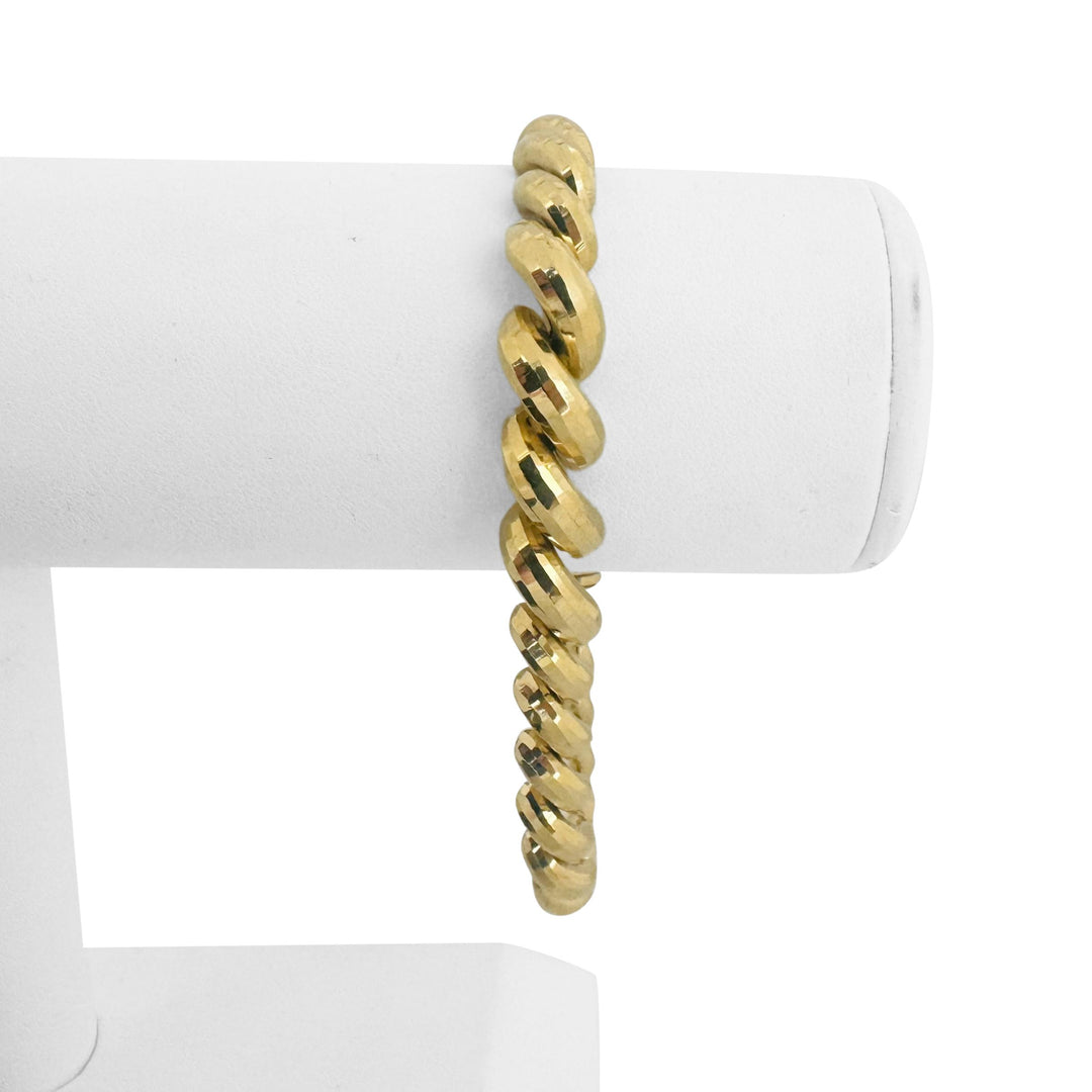 14k Yellow Gold 13.8g Beveled Graduated San Marco Link Bracelet Peru 7.75"