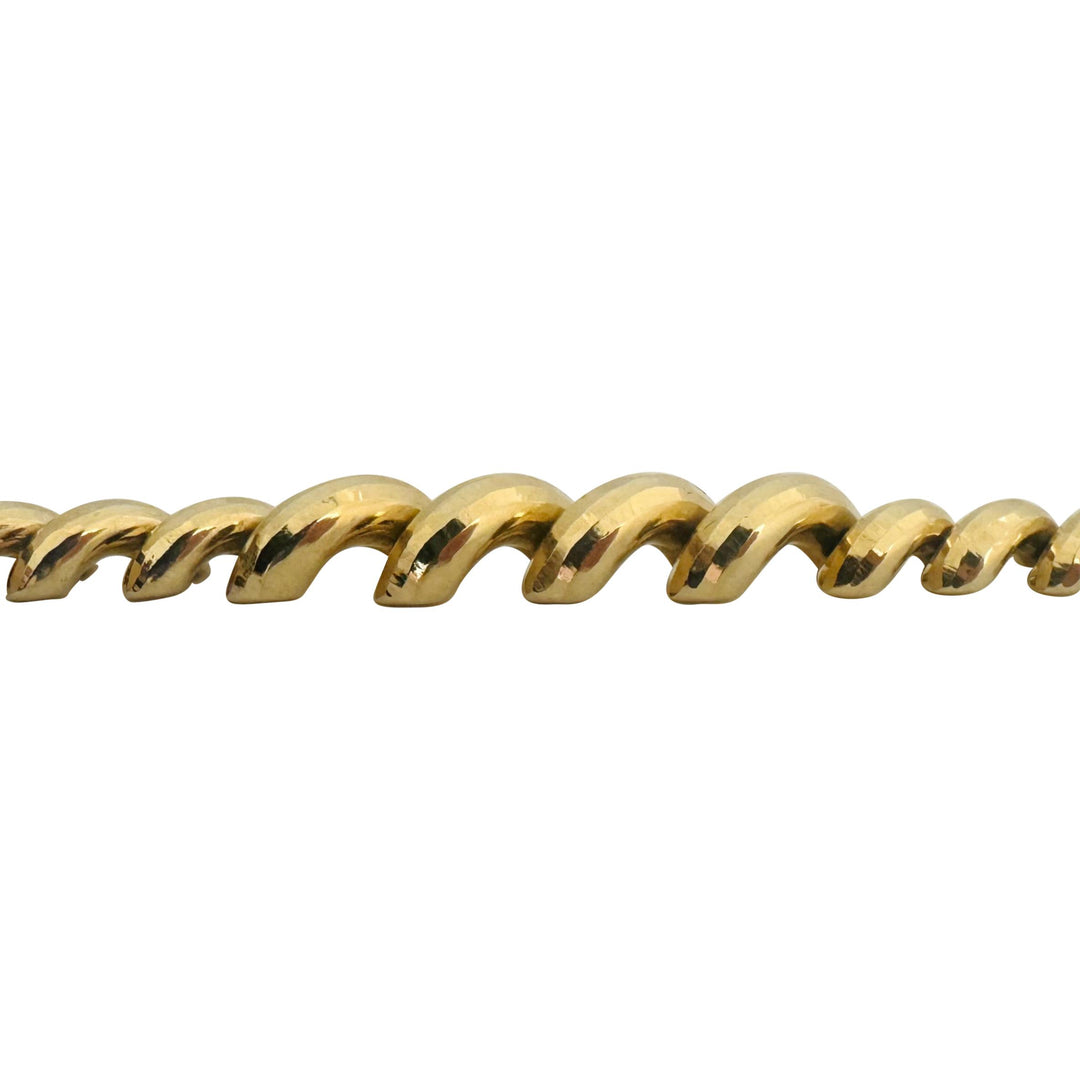 14k Yellow Gold 13.8g Beveled Graduated San Marco Link Bracelet Peru 7.75"