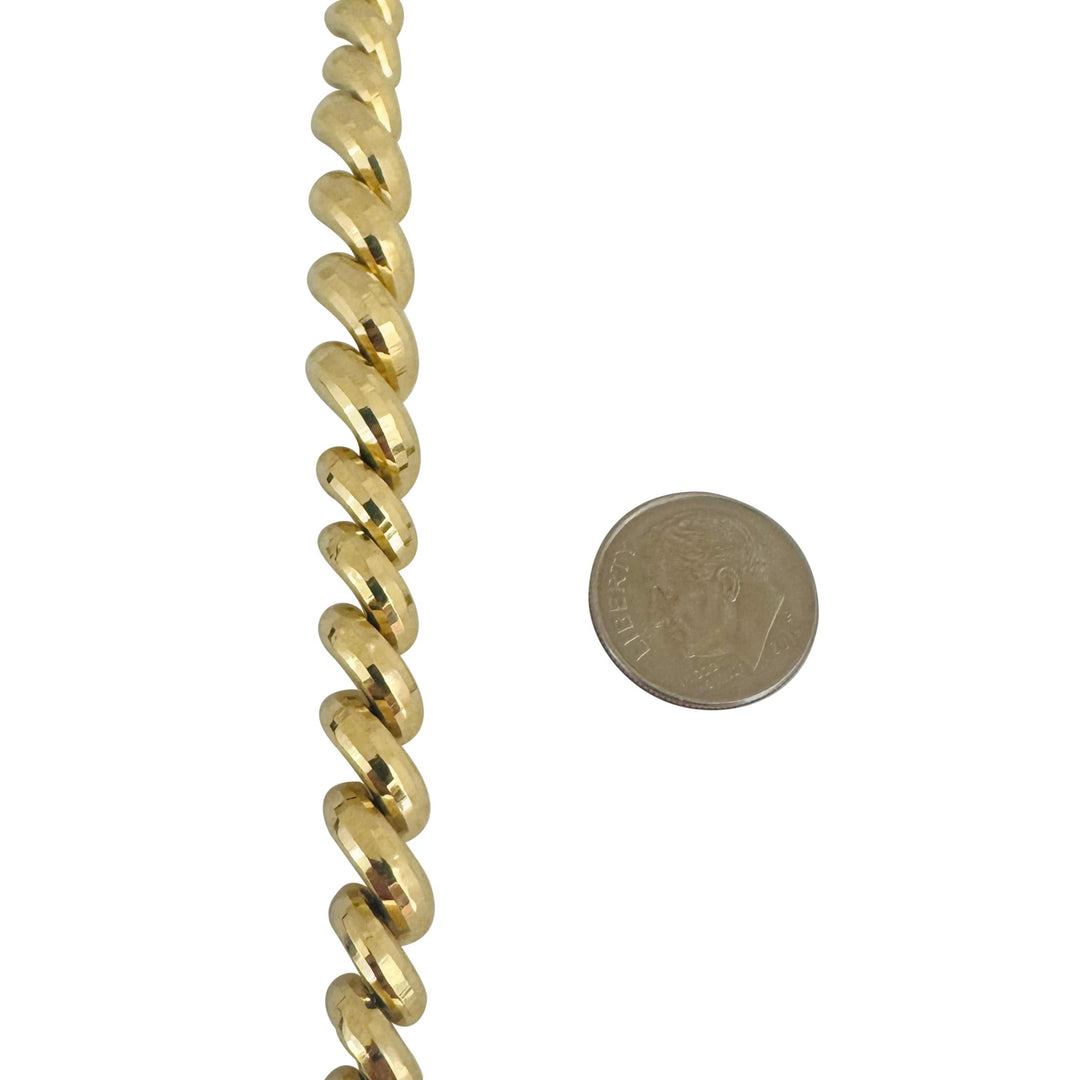 14k Yellow Gold 13.8g Beveled Graduated San Marco Link Bracelet Peru 7.75"