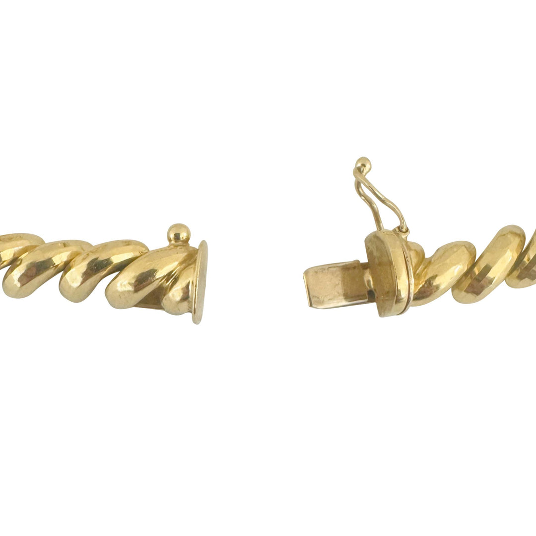 14k Yellow Gold 13.8g Beveled Graduated San Marco Link Bracelet Peru 7.75"