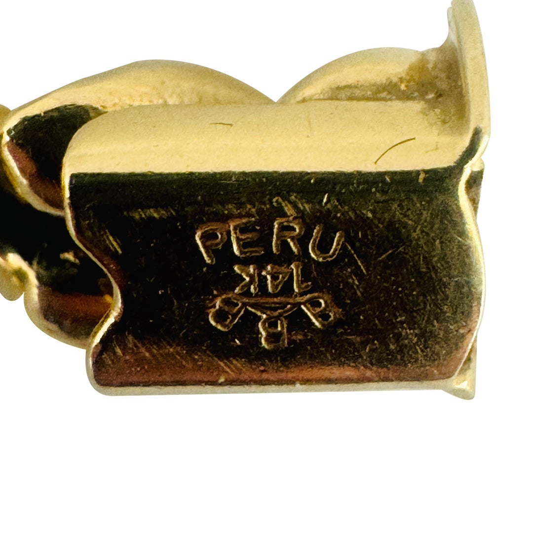 14k Yellow Gold 13.8g Beveled Graduated San Marco Link Bracelet Peru 7.75"