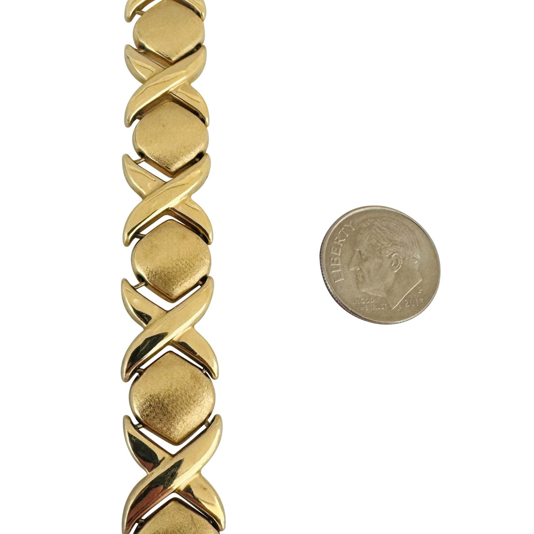 14k Yellow Gold 42.7g Heavy Thick Hugs and Kisses XO Link Necklace Italy 17"