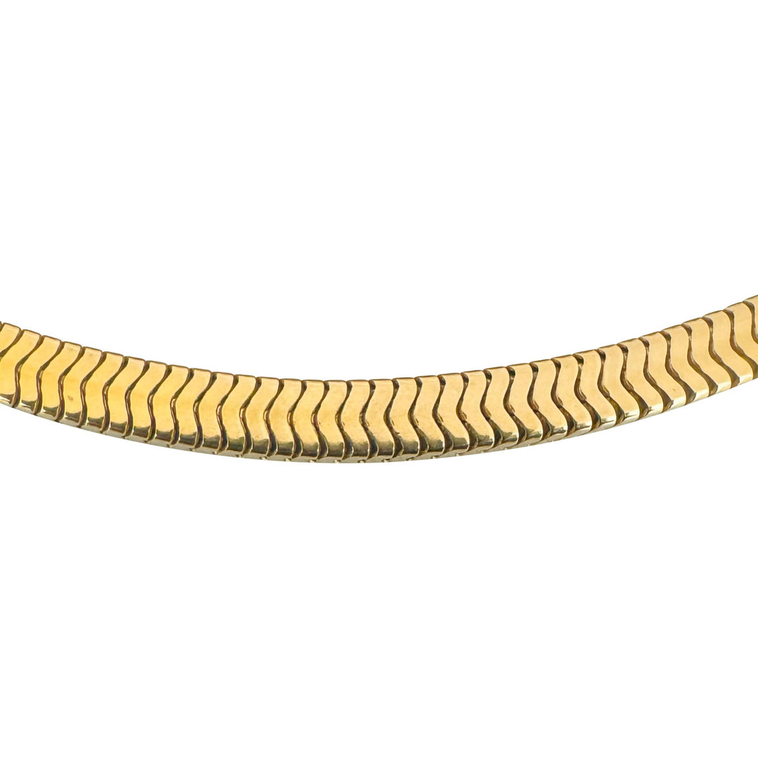 14k Yellow Gold 78g Very Heavy Vintage Double Strand Squared Snake Necklace 15"