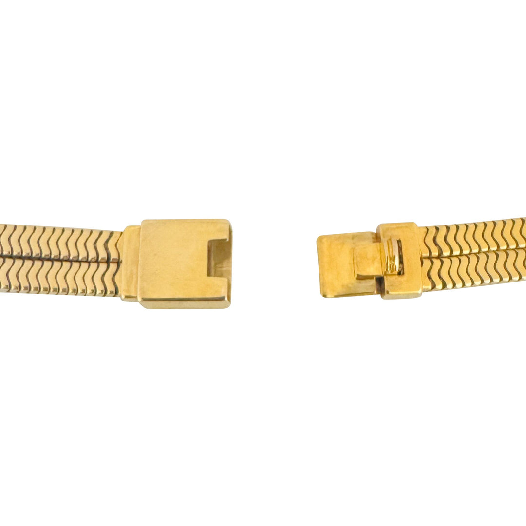 14k Yellow Gold 78g Very Heavy Vintage Double Strand Squared Snake Necklace 15"