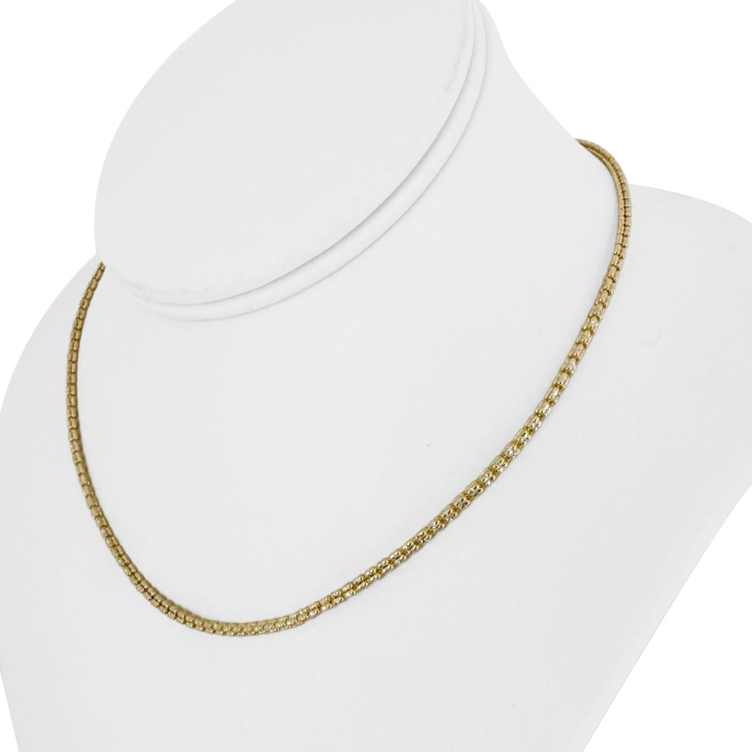 14k Yellow and White Gold 6.5g Two Tone Beaded Link Necklace 16"