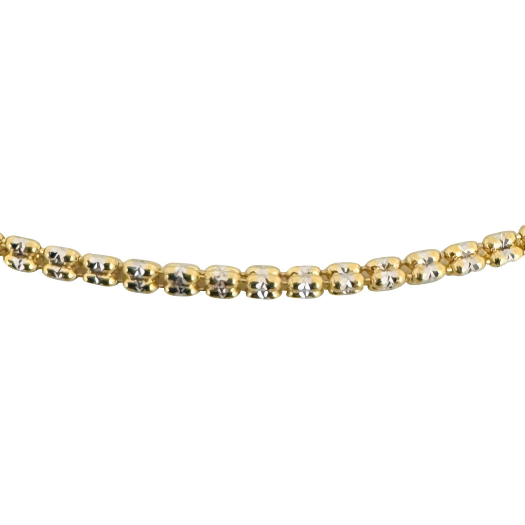 14k Yellow and White Gold 6.5g Two Tone Beaded Link Necklace 16"