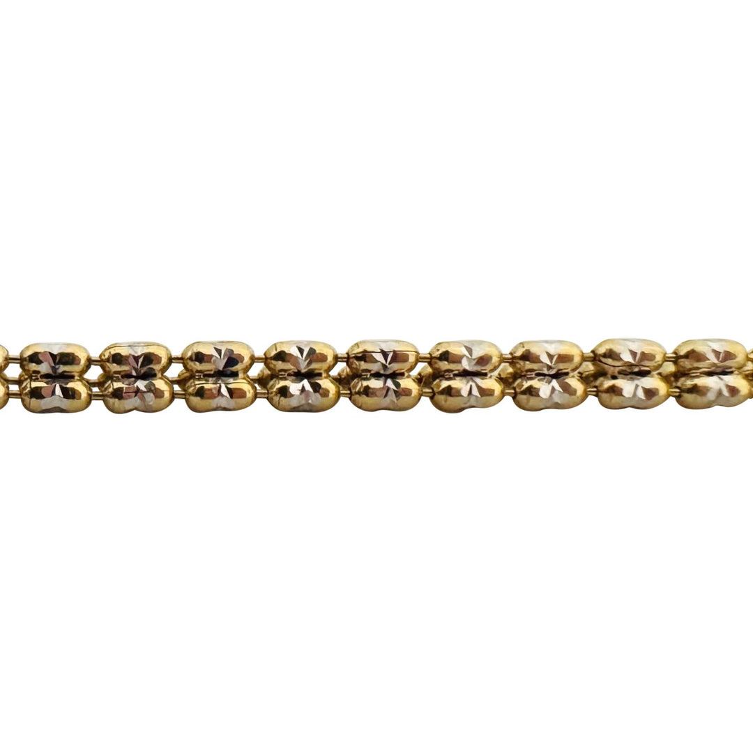 14k Yellow and White Gold 6.5g Two Tone Beaded Link Necklace 16"