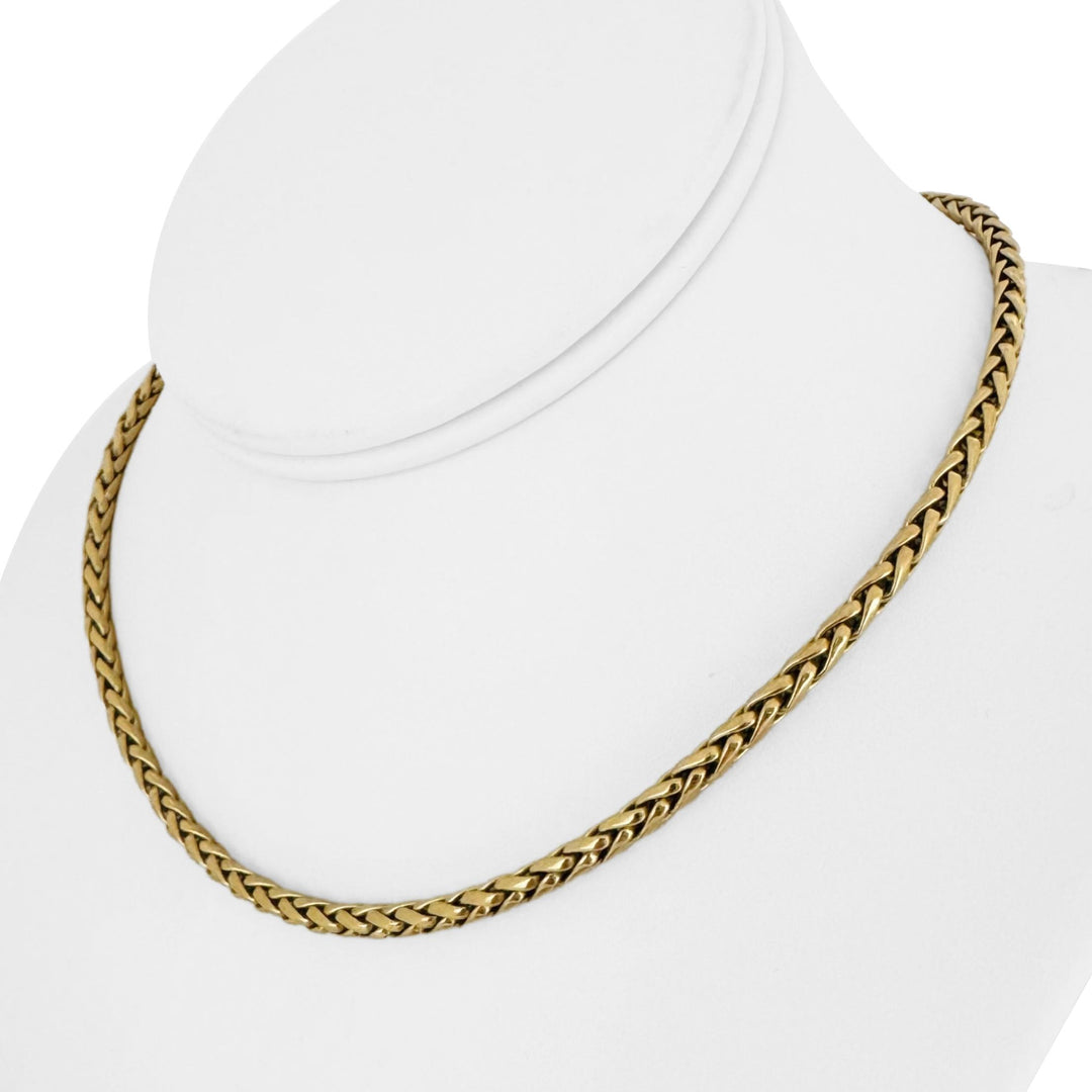 14k Yellow Gold 14g Ladies Polished 4mm Wheat Link Chain Necklace Italy 16"