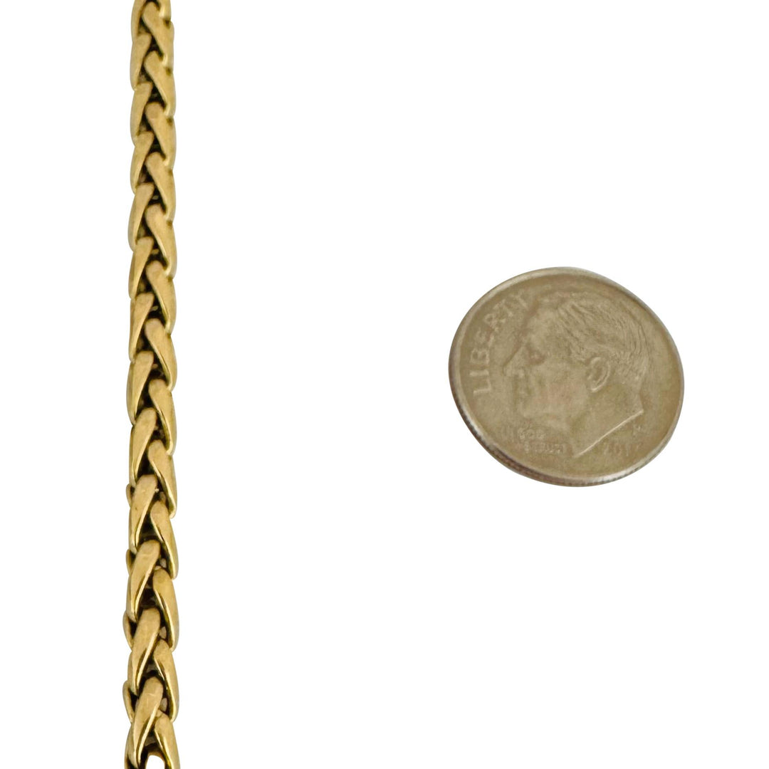 14k Yellow Gold 14g Ladies Polished 4mm Wheat Link Chain Necklace Italy 16"