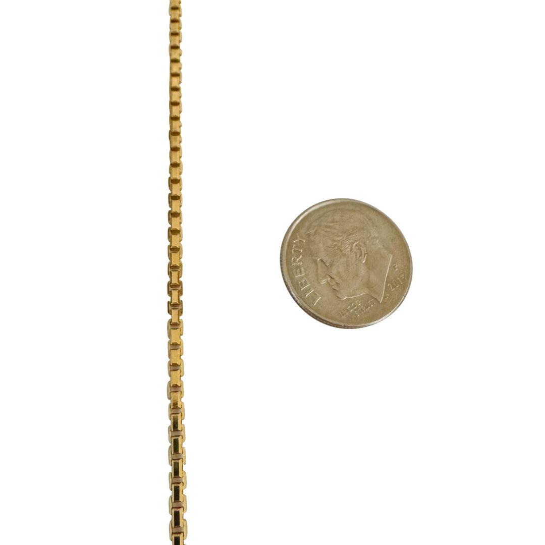 14k Yellow Gold 11.4g Solid Thin 2mm Box Link Chain Necklace Italy 18"