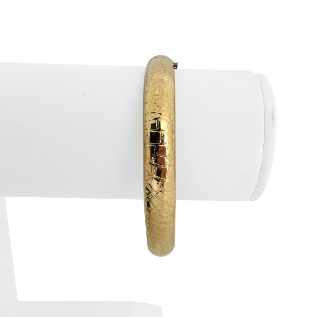 14k Yellow Gold 10g Ladies Vintage 8mm Textured Patterned Bangle Bracelet 6.5"