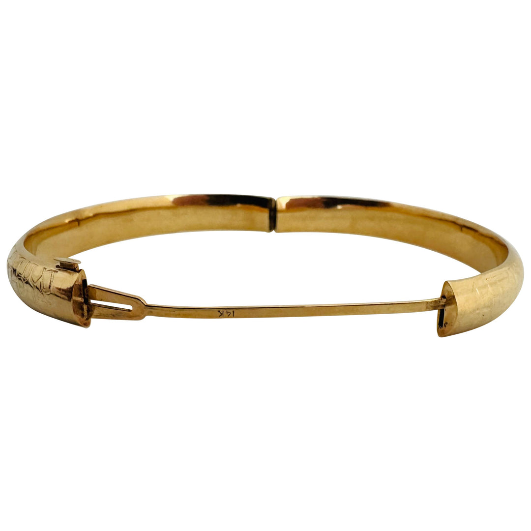 14k Yellow Gold 10g Ladies Vintage 8mm Textured Patterned Bangle Bracelet 6.5"