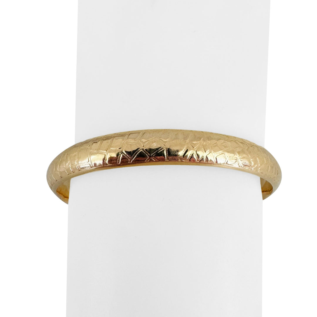 14k Yellow Gold 10g Ladies Vintage 8mm Textured Patterned Bangle Bracelet 6.5"