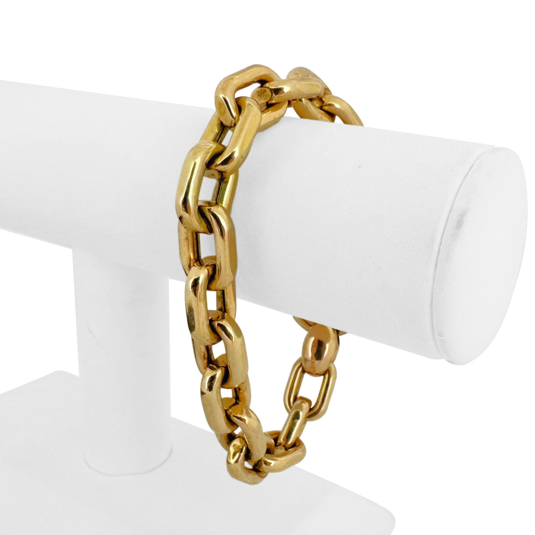 14k Yellow Gold 31.7g Thick Vintage 12mm Cable Link Bracelet Italy 8.5"