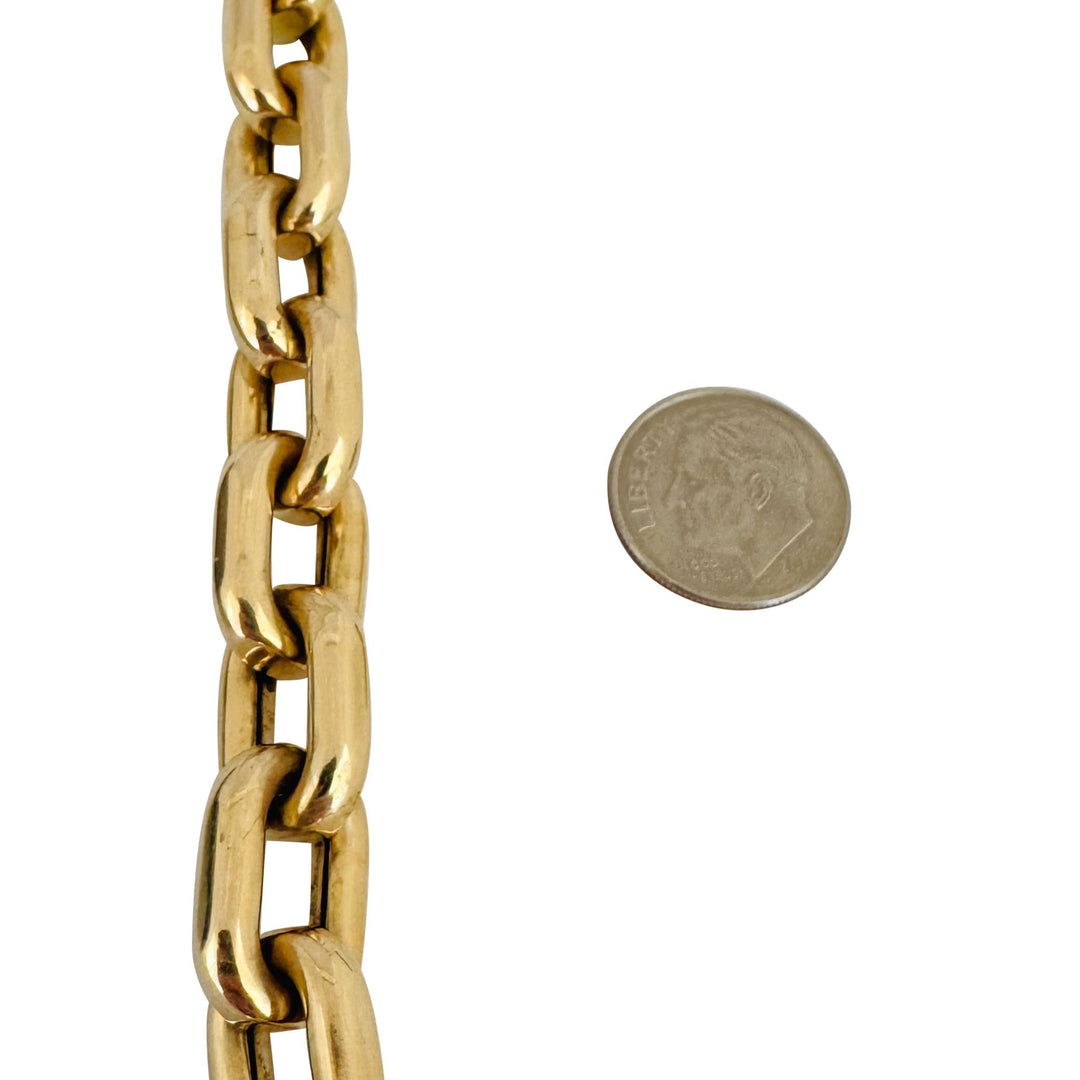 14k Yellow Gold 31.7g Thick Vintage 12mm Cable Link Bracelet Italy 8.5"