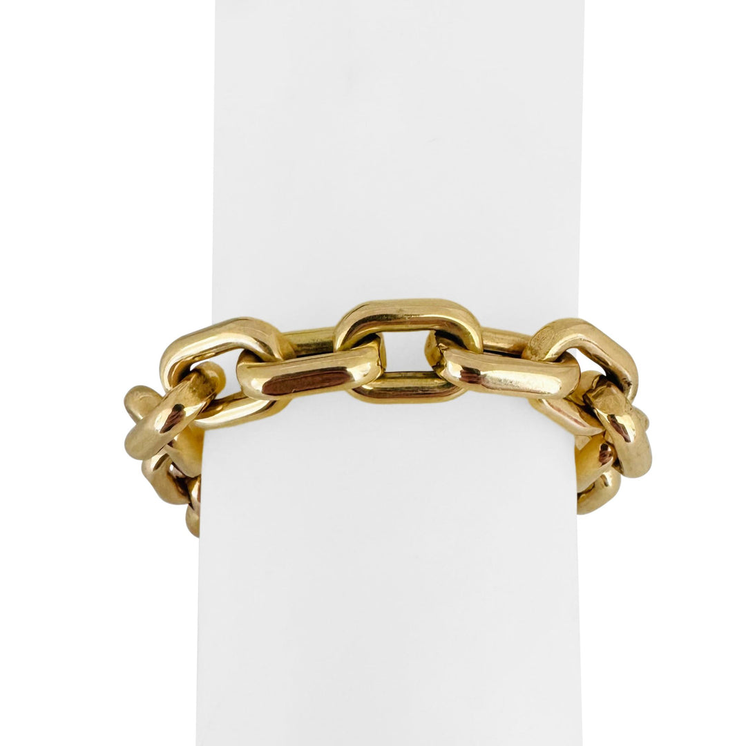 14k Yellow Gold 31.7g Thick Vintage 12mm Cable Link Bracelet Italy 8.5"